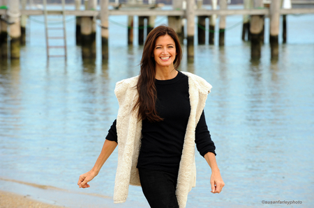 Woman walks  on coast of  environmental  portrait active Sag Harbor© NYCBest NYC  event, Portrait and Corporate freelance photographerphotographer Susan Farley